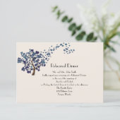 Blauwe hartenboom op Ivory Wedding Rehearsal Dinne Kaart (Staand voorkant)