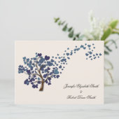 Blauwe hartenboom op uitnodiging van ivoren bruilo (Staand voorkant)