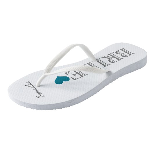 Blauwe hartenbrij teenslippers (Schuin)