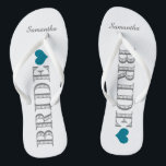 Blauwe hartenbrij teenslippers<br><div class="desc">Fun, teenslippers voor aangepaste bruiloft</div>