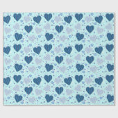 Blauwe hartenwrappers cadeaupapier (Vlak)