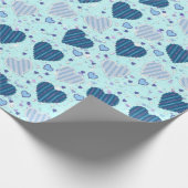 Blauwe hartenwrappers cadeaupapier (Hoek)