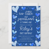 Blauwe Hartjes 1e Verjaardag Onze Kleine Liefje Kaart (Voorkant)