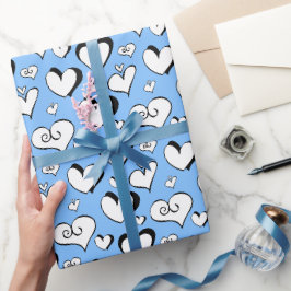 Blauwe Hartjes Inpakpapier