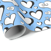 Blauwe Hartjes Inpakpapier (Rol Hoek)