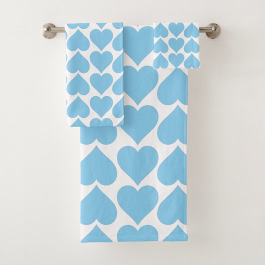 Blauwe Hartjes Patroon, Romantisch, Liefde Bad Handdoek (Insitu)