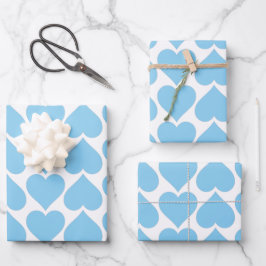 Blauwe Hartjes Patroon, Romantisch, Liefde Inpakpapier Vel