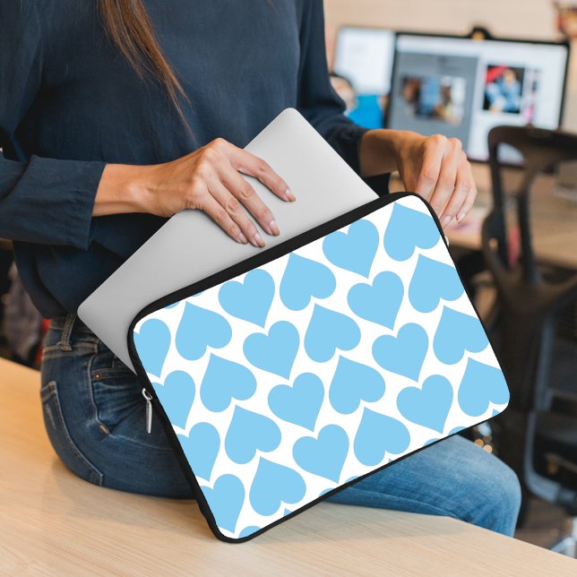 Blauwe Hartjes Patroon, Romantisch, Liefde Laptop Sleeve (Creator heeft geüpload)