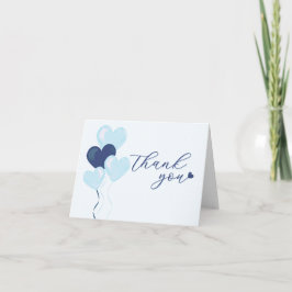 Blauwe Hartjes Valentijns Baby Shower  Bedankkaart