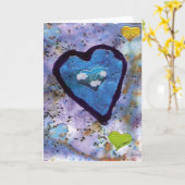 blauwe hartkaart kaart (Gele Bloem)