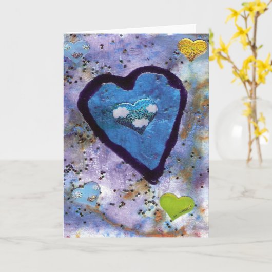 blauwe hartkaart kaart (Gele Bloem)