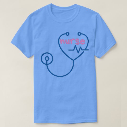 blauwe hartstethoscoop voor borstvoeding bestemde t-shirt (Design voorkant)