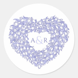 blauwe harttenpels monogram ronde sticker