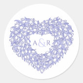 blauwe harttenpels monogram ronde sticker (Voorkant)