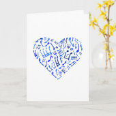 Blauwe hartvormige Muzieknoten Wenskaart Kaart (Gele Bloem)