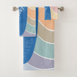 Blauwe Hawaï-surboard op pastelgolven Bad Handdoek