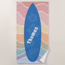 Blauwe Hawaï-surboard op pastelgolven