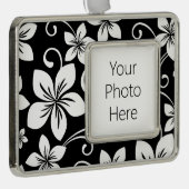 BLAUWE HAWAÏ (ZWART) VERZILVERD OMLIJST ORNAMENT (Rechts)