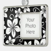BLAUWE HAWAÏ (ZWART) VERZILVERD OMLIJST ORNAMENT (Links)