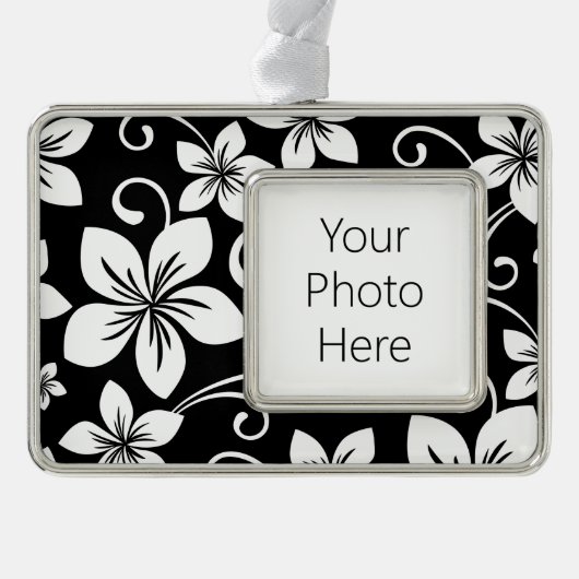 BLAUWE HAWAÏ (ZWART) VERZILVERD OMLIJST ORNAMENT (Voorkant)