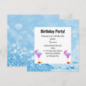 BLAUWE HAWAÏAN BUBBLES & CRYSTALS BIRTHDAPPARTIJ KAART (Voorkant / Achterkant)