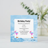 BLAUWE HAWAÏAN BUBBLES & CRYSTALS BIRTHDAPPARTIJ KAART (Staand voorkant)