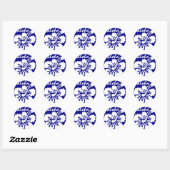 Blauwe Hawaii-bloem Ronde Sticker (Vel)
