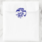 Blauwe Hawaii-bloem Ronde Sticker (Tas)