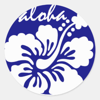 Blauwe Hawaii-bloem Ronde Sticker