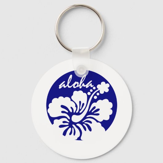 Blauwe Hawaii-bloem Sleutelhanger (Voorkant)