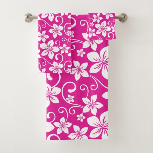 BLAUWE HAWAII (HOT PINK) BATH TOWEL SET BAD HANDDOEK (Insitu)