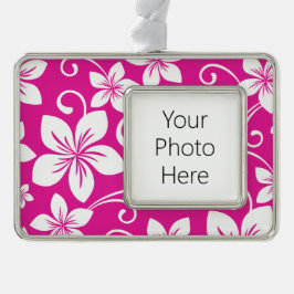 BLAUWE HAWAII (HOT PINK) VERZILVERD OMLIJST ORNAMENT