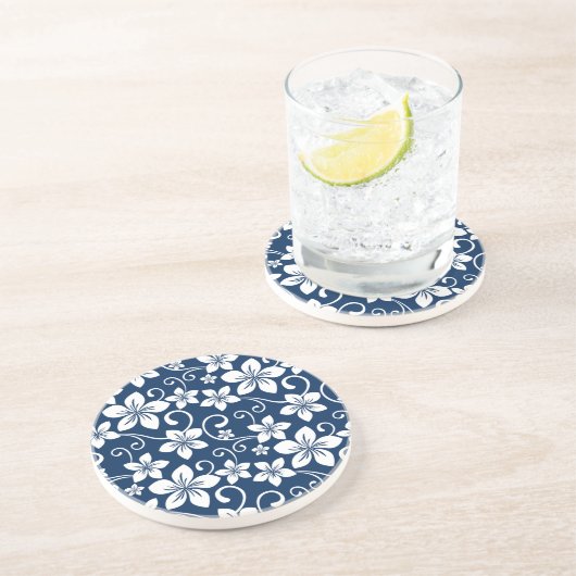 BLAUWE HAWAII (NAVY BLUE) ZANDSTEEN ONDERZETTER (Zijkant)