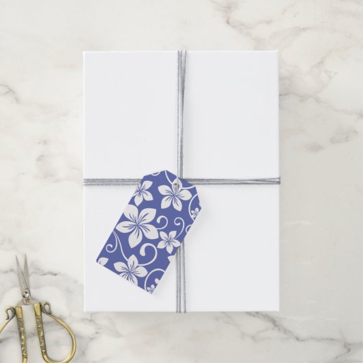 BLAUWE HAWAII (PERIWINKEL) CADEAULABEL (Met Touw)