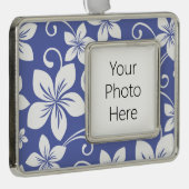 BLAUWE HAWAII (PERIWINKEL) VERZILVERD OMLIJST ORNAMENT (Rechts)
