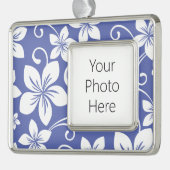 BLAUWE HAWAII (PERIWINKEL) VERZILVERD OMLIJST ORNAMENT (Links)