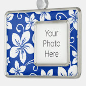 BLAUWE HAWAII (ROYAL BLUE) VERZILVERD OMLIJST ORNAMENT (Links)