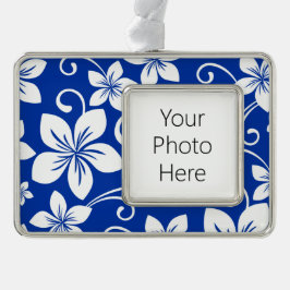BLAUWE HAWAII (ROYAL BLUE) VERZILVERD OMLIJST ORNAMENT