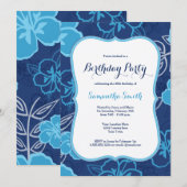 Blauwe Hawaiiaanse Hibiscus Bloemen Verjaardag Uit Kaart (Voorkant / Achterkant)