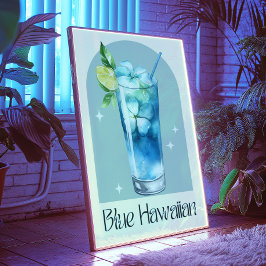 Blauwe Hawaiiaanse kunstprint | cocktail met bar-d Poster