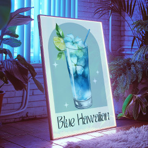 Blauwe Hawaiiaanse kunstprint   cocktail met bar-d Poster