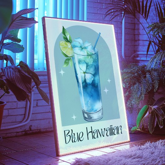 Blauwe Hawaiiaanse kunstprint | cocktail met bar-d Poster