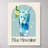 Blauwe Hawaiiaanse kunstprint | cocktail met bar-d Poster (Voorkant)