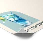 Blauwe Hawaiiaanse kunstprint | cocktail met bar-d Poster (Hoek)