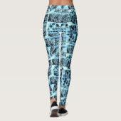 Blauwe Hawaiiaanse print Aloha Spirit Leggings (Achterkant)