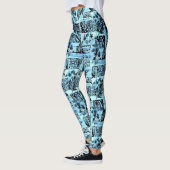 Blauwe Hawaiiaanse print Aloha Spirit Leggings (Links)