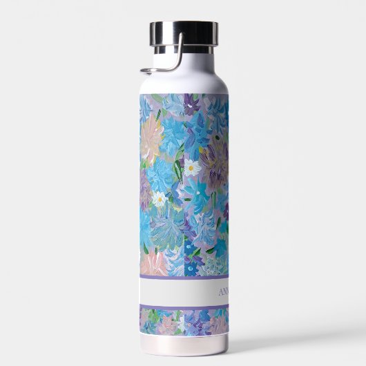 Blauwe Haza Floral Custom Waterfles (Rechts)