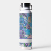 Blauwe Haza Floral Custom Waterfles (Achterkant)