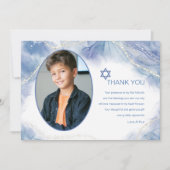 Blauwe hedendaagse foto Hartelijk dank Bedankkaart (Voorkant)