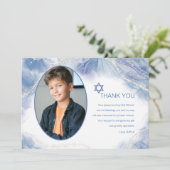 Blauwe hedendaagse foto Hartelijk dank Bedankkaart (Staand voorkant)